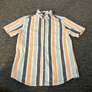 Vintage Tommy Bahama pink blue white striped dress shirt
